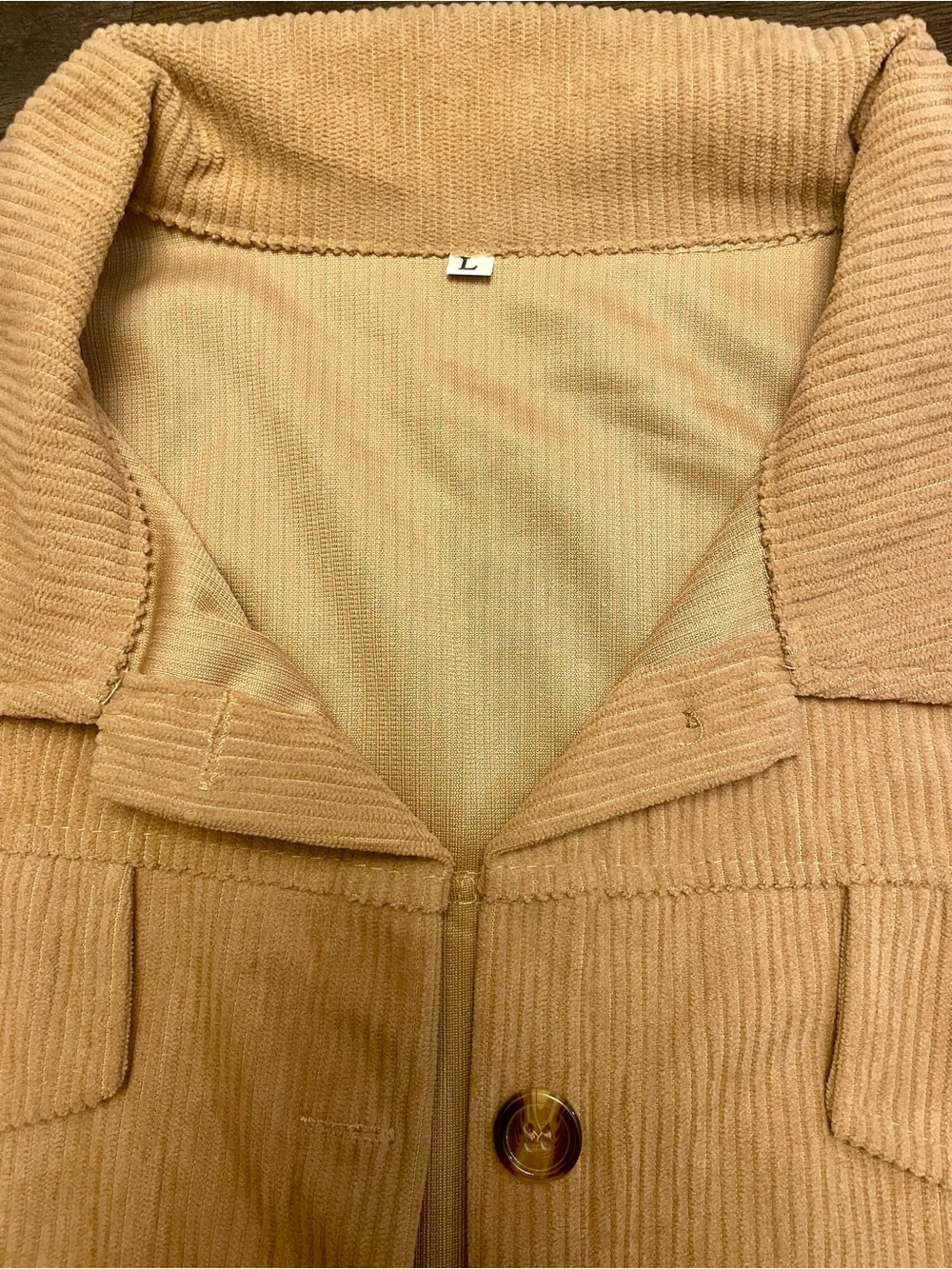 Corduroy Button-Front Jacket in Tan NEVER WORN - Picture 4 of 5